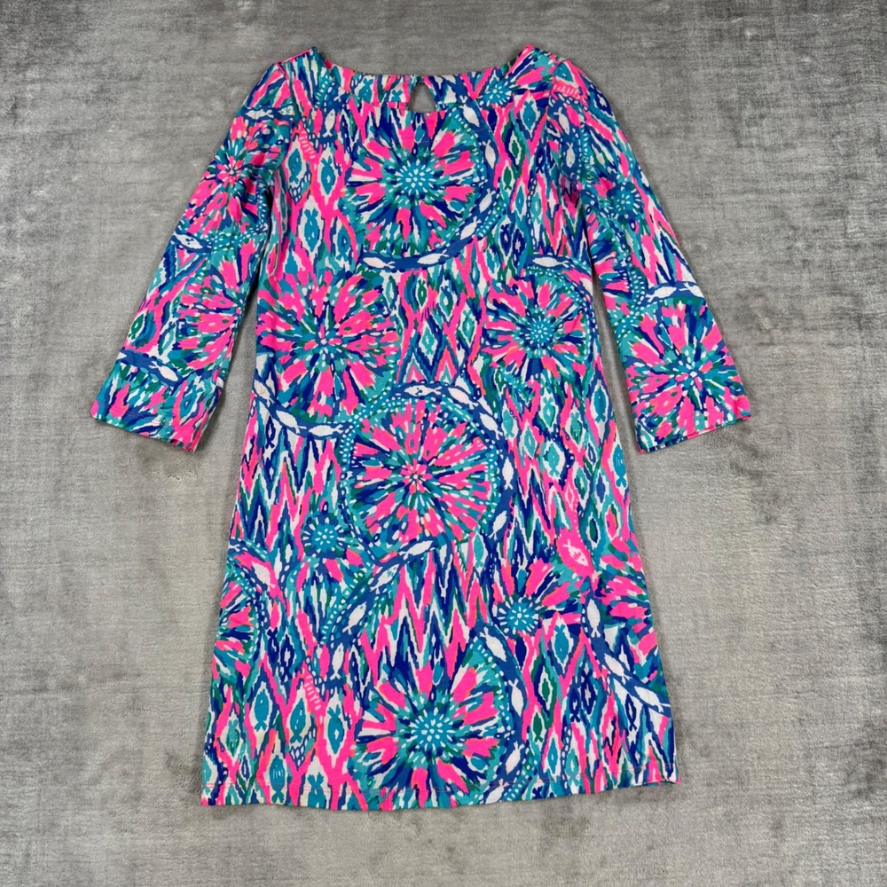 Lilly Pulitzer Dress Women XS Pink Sophie Dress Pima Cotton Kaleidoscope Print